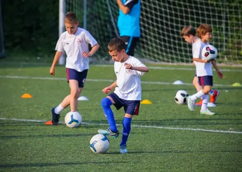 Children running during warm-up